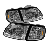 Xtune Ford F150 97-03 Crystal Headlights w/ Clear LED Corners Chrome HD-ON-FF15097-LED-SET-C - Mammoth Racing -