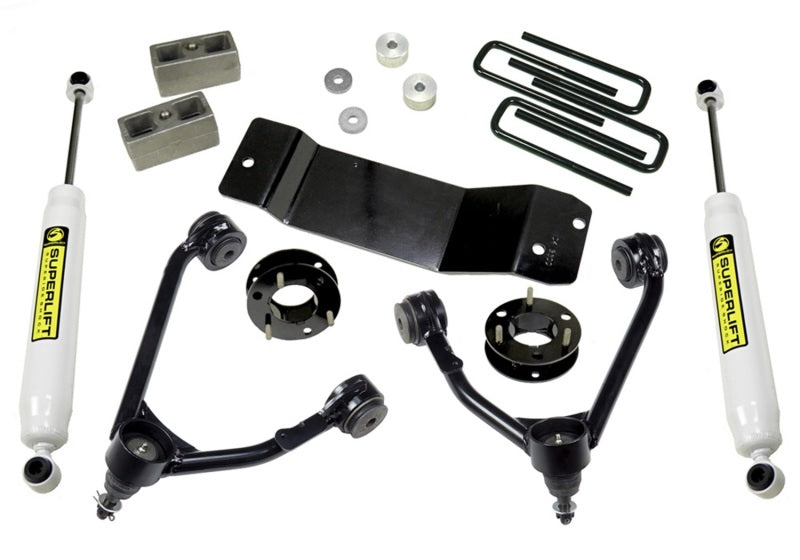 Superlift 14-18 Chevy Silv 1500 4WD 3.5in Lift Kit w/ Alum/Stamped Steel Control Arms & Rear Shocks - Mammoth Racing -