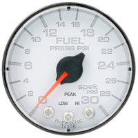 Autometer Spek-Pro Gauge Fuel Press 2 1/16in 30psi Stepper Motor W/Peak & Warn Wht/Blk - My Store