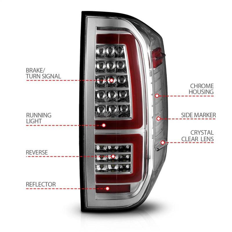 ANZO 2014-2021 Toyota Tundra LED Taillights Chrome Housing/Clear Lens - My Store
