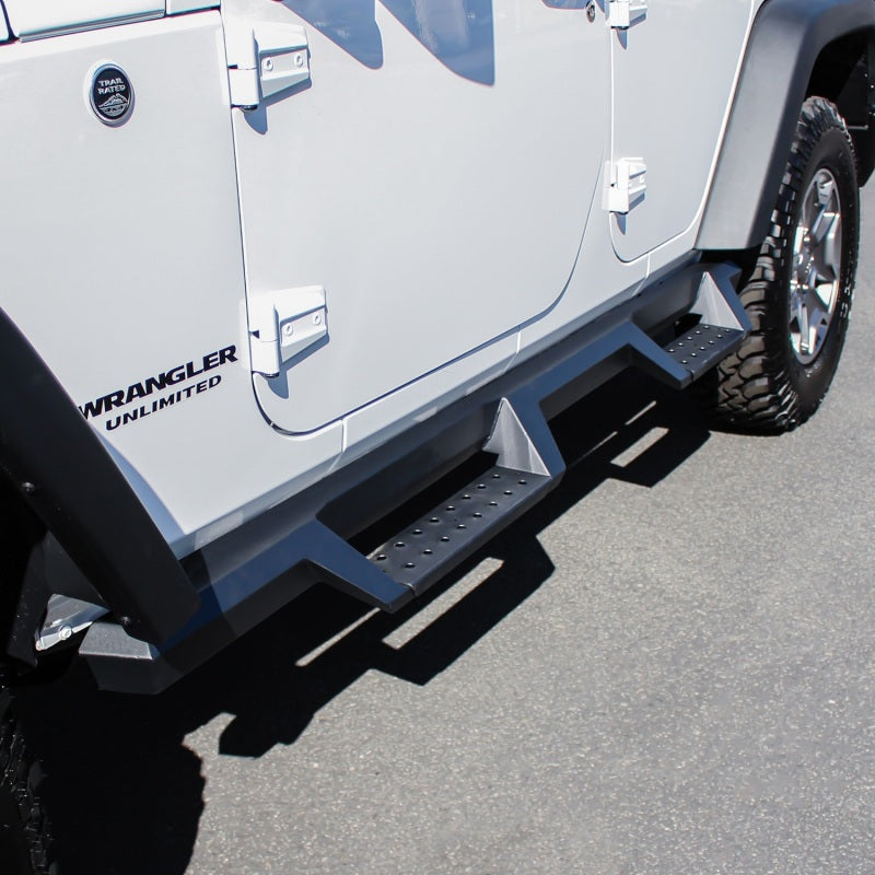 Westin/HDX 07-17 Jeep Wrangler Unlimited Drop Nerf Step Bars - Textured Black - Mammoth Racing -