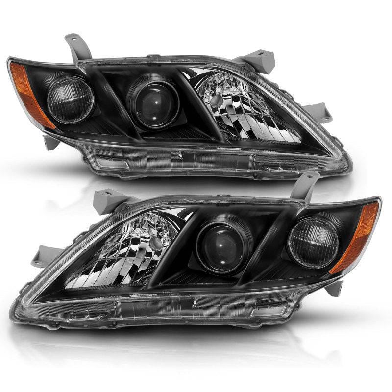 ANZO 2007-2009 Toyota Camry Projector Headlight Black Amber - My Store