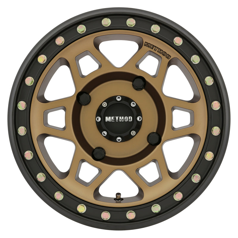 Method Mr405 UTV Beadlock 15x7 4+3/+13mm Offset 4x136 106mm CB Method Bronze w/Matte Blk Ring Wheel - Mammoth Racing -