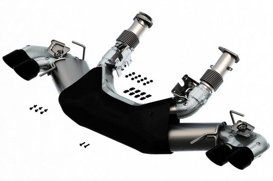Borla 2020 Chevrolet Corvette C8 6.2L S-Type Exhaust System Dual Round Rolled A/C Black Chrome Tips - My Store