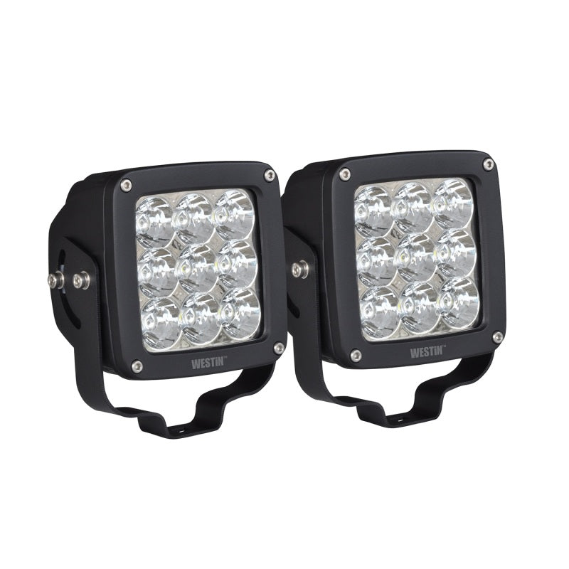 Westin Axis LED Auxiliary Light 4.5 inch x 4.5 inch Square Flood w/3W Osram (Set of 2) - Black - Mammoth Racing -