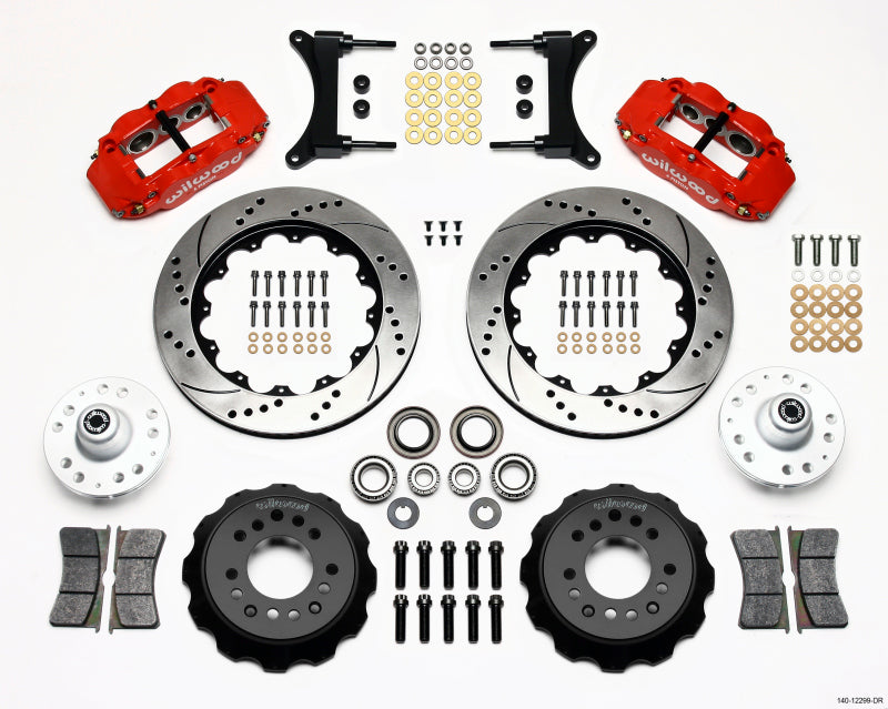 Wilwood Narrow Superlite 6R Front Hub Kit 14.00in Drill Red 79-87 GM G Body - Mammoth Racing -