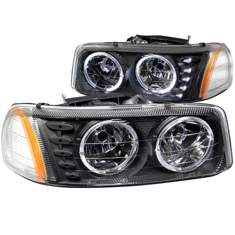 ANZO 1999-2006 Gmc Sierra 1500 Crystal Headlights w/ Halo and LED Black - My Store