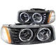 ANZO 1999-2006 Gmc Sierra 1500 Crystal Headlights w/ Halo and LED Black - My Store