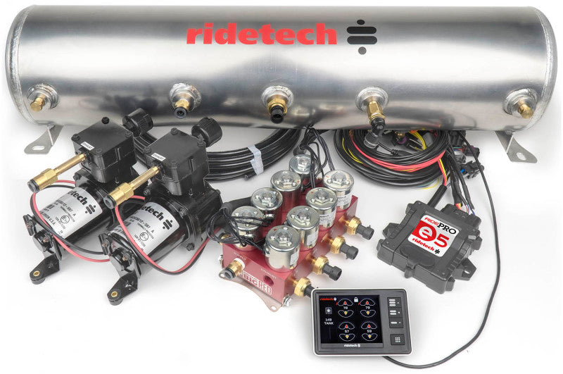 Ridetech RidePro E5 Air Ride Control System 5 Gal Dual Compressor High Flow Big Red 3/8in Valves - Mammoth Racing -