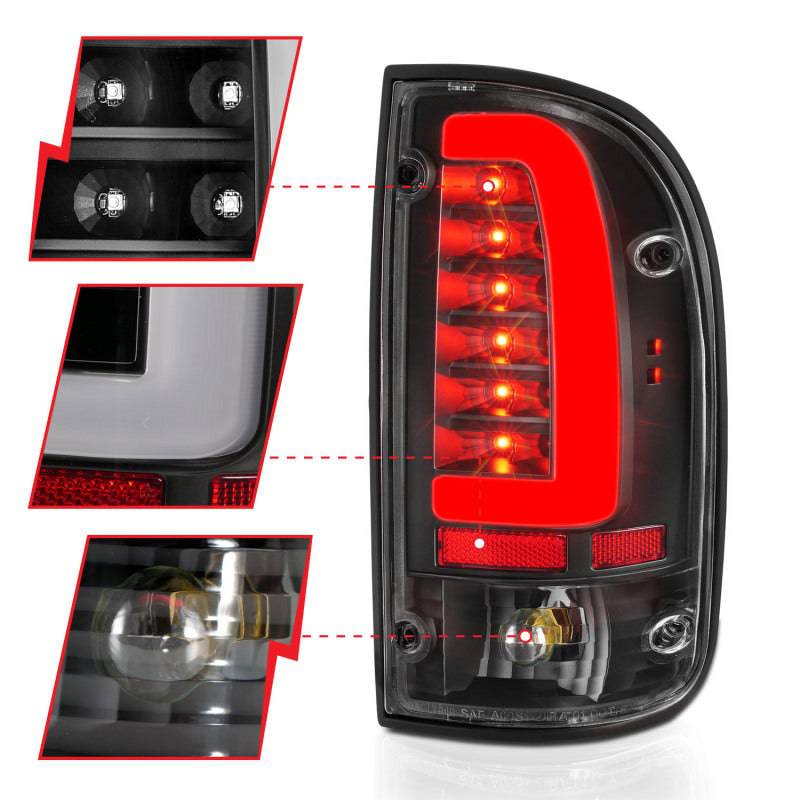 ANZO 95-00 Toyota Tacoma LED Taillights Black Housing Clear Lens (Pair) - My Store