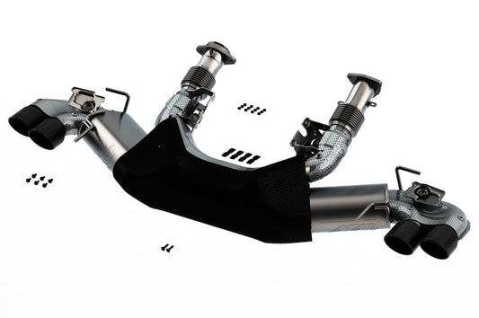 Borla 2020 Chevrolet Corvette C8 6.2 ATAK 3in Exhaust System Dual Round Rolled A/C Black Chrome Tips - My Store