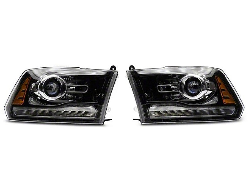 Raxiom 09-18 Dodge RAM 1500 LED Halo Headlights w/Switchback Turn Signals- Blk Housing (Clear Lens) - Mammoth Racing -