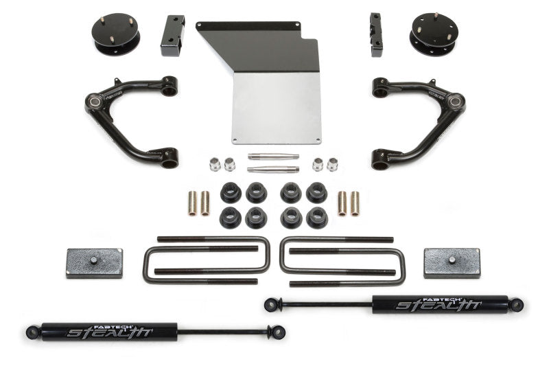 Fabtech 14-18 GM K1500 w/OE Alum. UCA 4in Uniball UCA System w/Rear Stealth Shocks - Mammoth Racing -