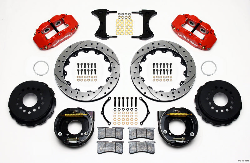 Wilwood Narrow Superlite 4R Rear P-Brk Kit 12.88in Drilled Red Chevy 12 Bolt w/ C-Clips - My Store