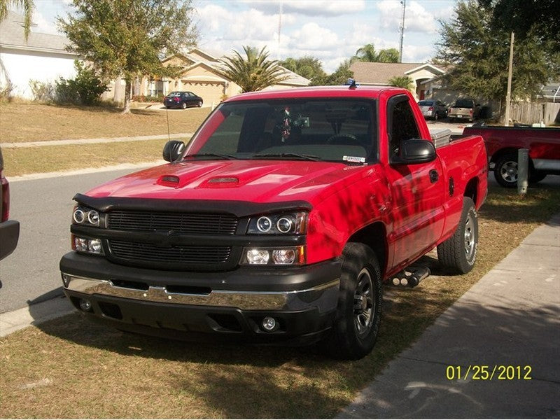 Spyder Chevy Silverado 1500 03-06 Projector LED Halo LED Amber Reflctr Blk PRO-YD-CS03-AM-BK - Mammoth Racing -