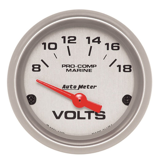 Autometer Voltmeter 2-1/16in 18V Electric Marine Silver Ultra-Lite Gauge - My Store
