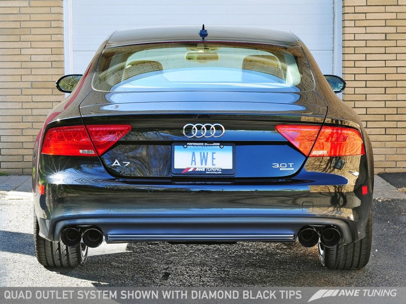 AWE Tuning Audi C7 A7 3.0T Touring Edition Exhaust - Quad Outlet Diamond Black Tips - Mammoth Racing -