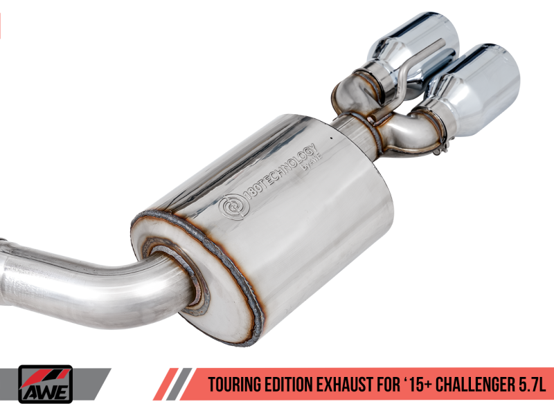 AWE Tuning 2017+ Challenger 5.7L Touring Edition Exhaust - Non-Resonated - Chrome Silver Quad Tips - Mammoth Racing -