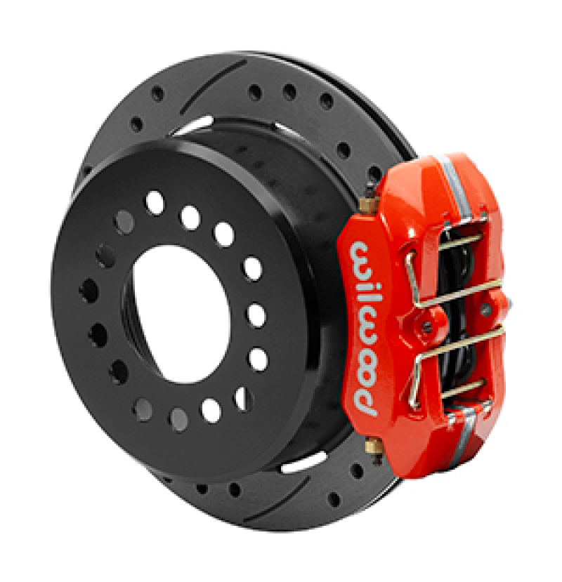 Wilwood Small Ford 11 in. Forged Dynapro Low-Profile Rear Parking Brake Kit (Red, Drilled & Slotted) - My Store