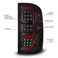 ANZO 14-18 GMC Sierra 1500 Full LED Taillights Black Housing Smoke Lens (w/C Light Bars) - My Store