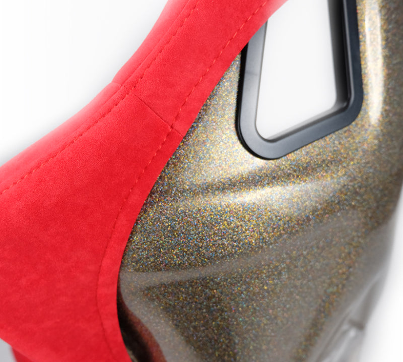 NRG FRP Bucket Seat ULTRA Edition - Large (Red Alcantara/Gold Glitter Back) - My Store