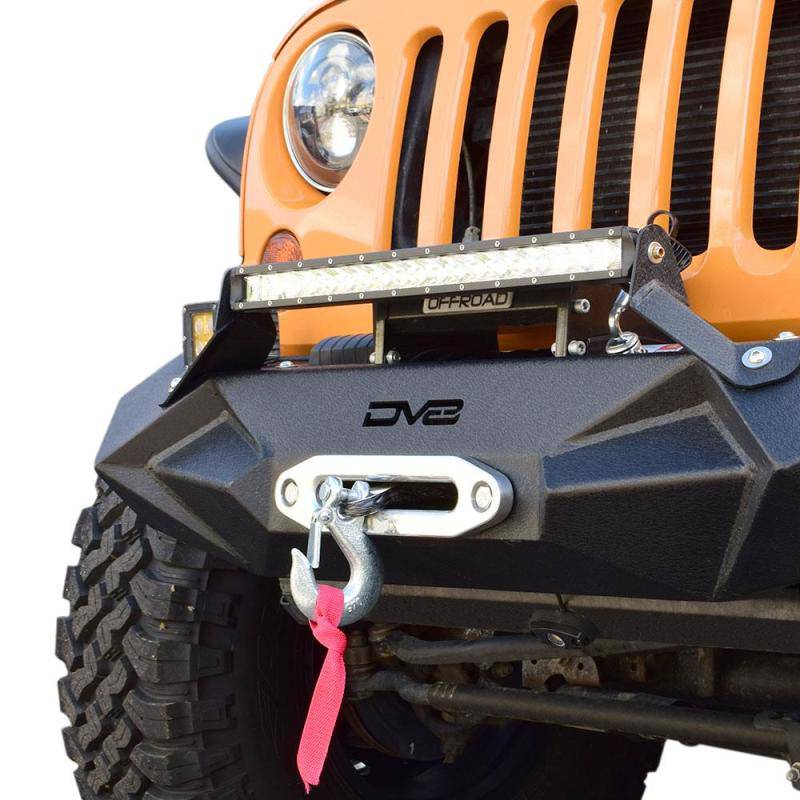 DV8 Offroad 07-18 Jeep Wrangler JK/JL Steel Stubby Front Bumper w/ Light Bracket & Winch Plate - Mammoth Racing -