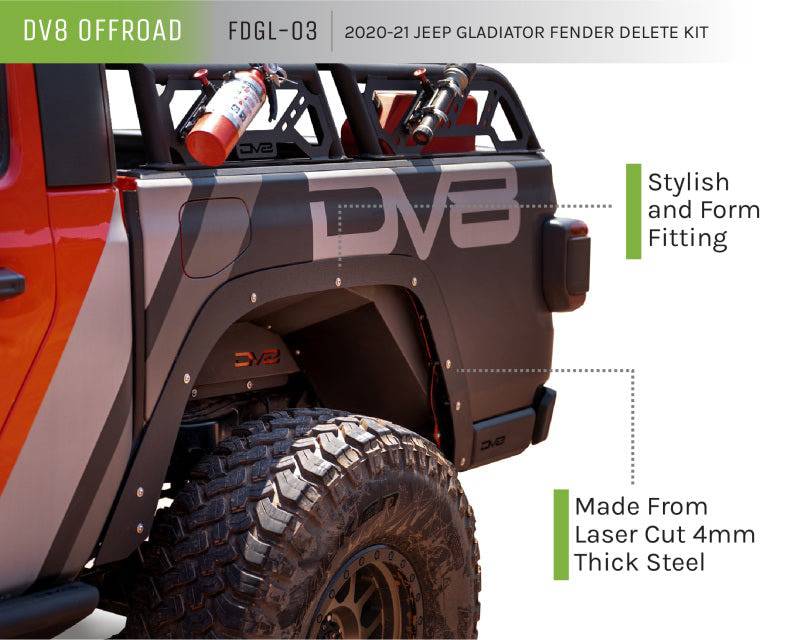 DV8 Offroad 20-21 Jeep Gladiator Fender Flare Delete Kit - Mammoth Racing -