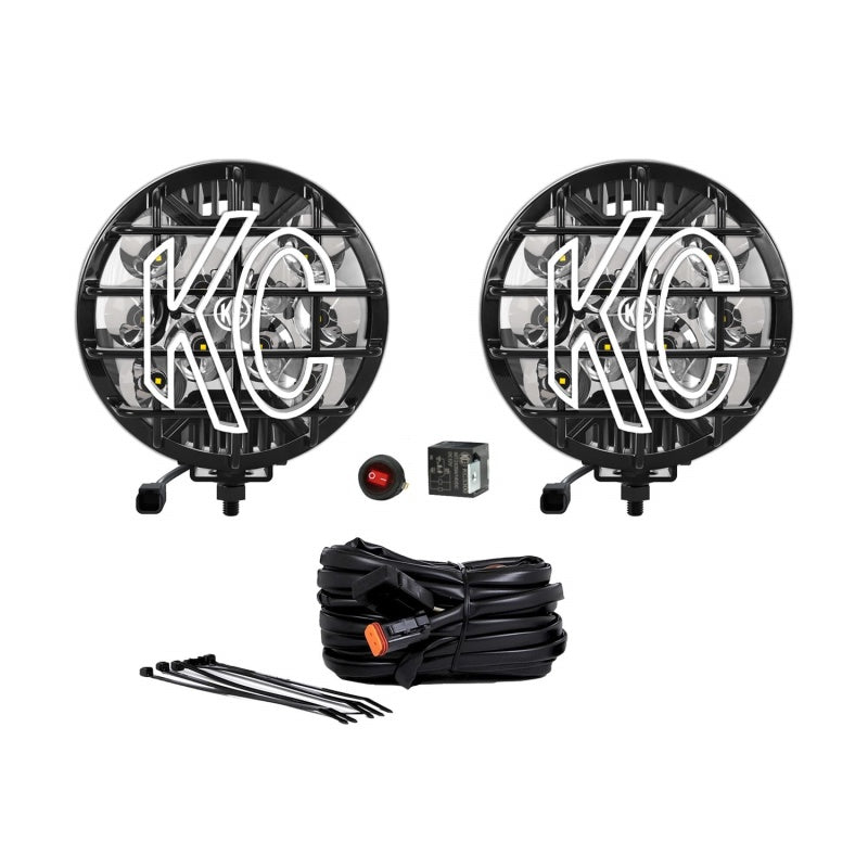 KC HiLiTES SlimLite 6in. LED Light 50w Spot Beam (Pair Pack System) - Black - Mammoth Racing -