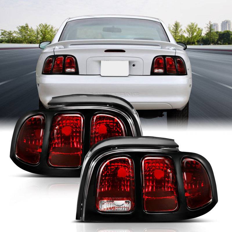 ANZO 1994-1998 Ford Mustang Taillight Dark Red Lens (OE Style) - My Store