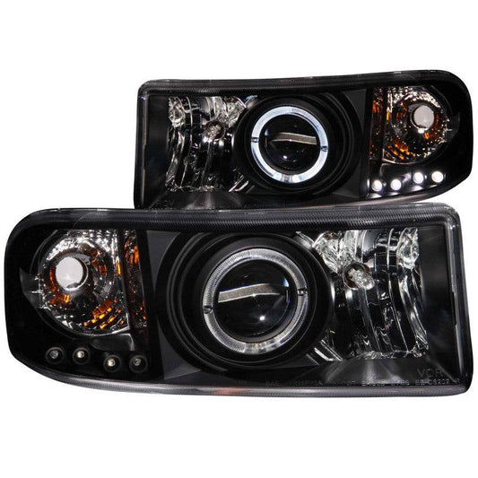 ANZO 1994-2001 Dodge Ram Projector Headlights w/ Halo Black - My Store