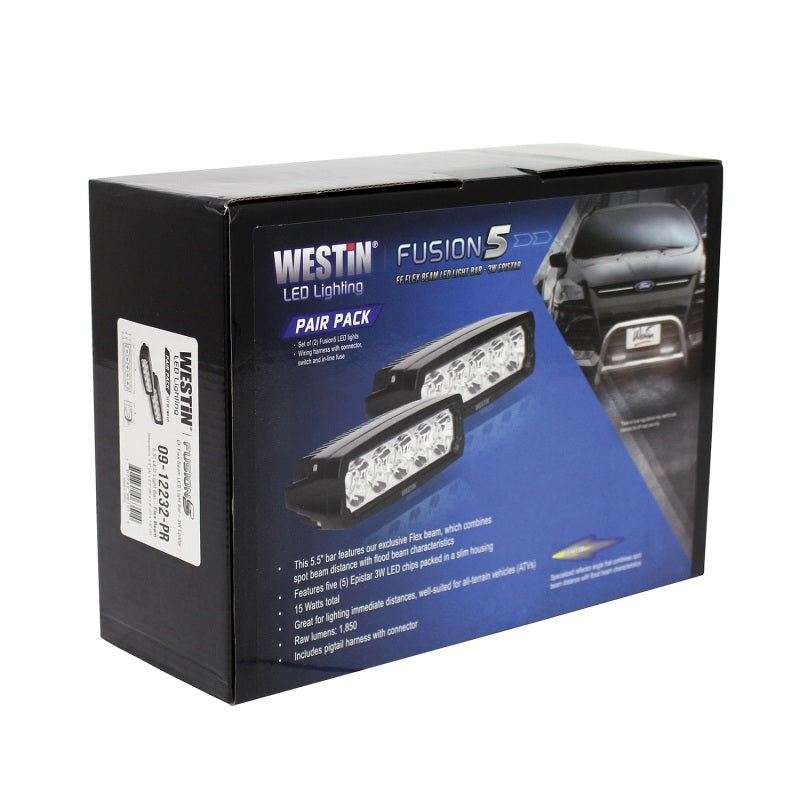 Westin Fusion5 LED Light Bar Single Row 5.5 inch Flex w/3W Epistar (Set of 2) - Black - Mammoth Racing -