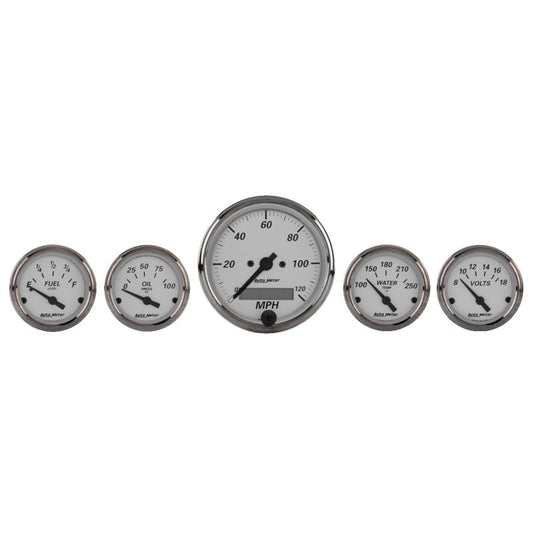 Autometer American Platinum 5 Piece Kit (Elec Speed/Oil Press/Water Temp/Volt/Fuel Level) - My Store