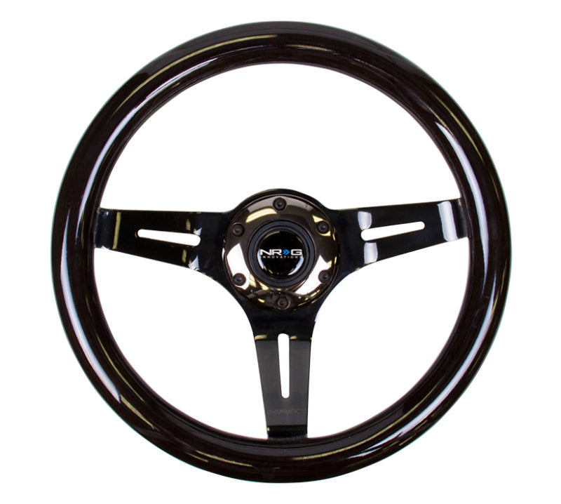 NRG Classic Wood Grain Steering Wheel (310mm) Black w/Black Chrome 3-Spoke Center - My Store