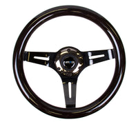NRG Classic Wood Grain Steering Wheel (310mm) Black w/Black Chrome 3-Spoke Center - My Store