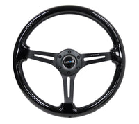 NRG Reinforced Steering Wheel (350mm / 3in. Deep) Blk Wood w/Blk Matte Spoke/Black Center Mark - My Store