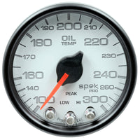 Autometer Spek-Pro Gauge Oil Temp 2 1/16in 300f Stepper Motor W/Peak & Warn Wht/Blk - My Store