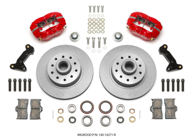 Wilwood Forged Dynalite Front Kit 11.03in 1 PC Rotor&Hub - Red 74-80 Pinto Disc Spindle only - My Store