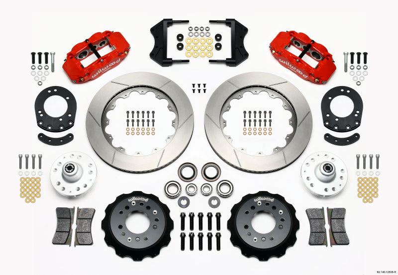 Wilwood Narrow Superlite 6R Front Hub Kit 14.00in Red 1965-1969 Mustang Drum Spindle - Mammoth Racing -