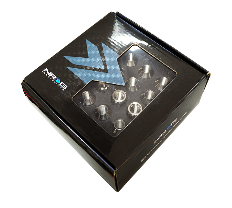 NRG 200 Series M12 X 1.25 Titanium Lug Nut Set - 21 Pc w/Lock Key Socket - Silver - My Store