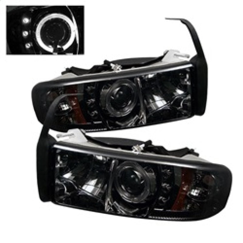 Spyder Dodge Ram 1500 94-01 94-02 Projector Headlights LED Halo LED Smke PRO-YD-DR94-HL-AM-SMC - Mammoth Racing -