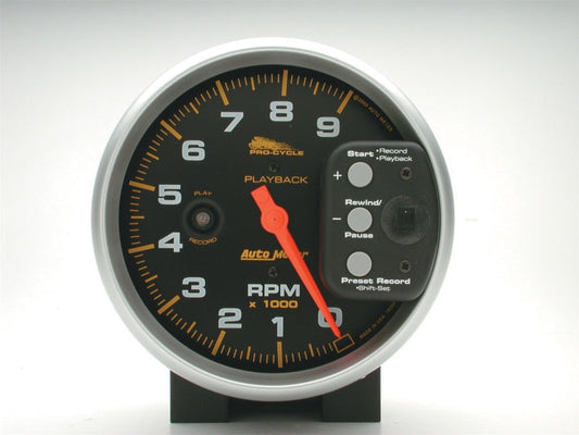Autometer Pro-Cycle Gauge Tach 5in 9K Rpm Pedestal W/ Rpm Playback Black - My Store