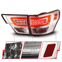 ANZO 11-13 Jeep Grand Cherokee LED Taillights w/ Lightbar Chrome Housing/Clear Lens 4pcs - Mammoth Racing -