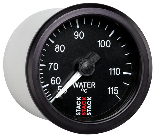 Autometer Stack Instruments 52mm 50-115 Celsius 3/8 Bspt (M) Mechanical Water Temp Gauge - Black