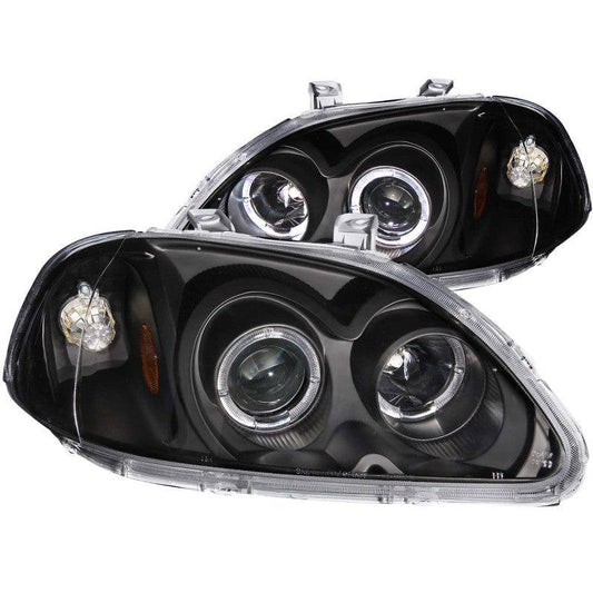 ANZO 1996-1998 Honda Civic Projector Headlights w/ Halo Black - My Store