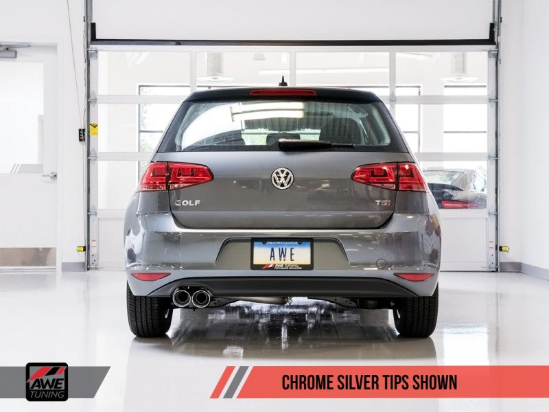 AWE Tuning VW MK7 Golf 1.8T Touring Edition Exhaust w/Chrome Silver Tips (90mm) - Mammoth Racing -
