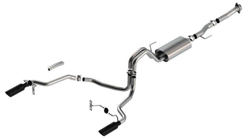 Borla F-150 2021 5.0L 2dr RC SB (122.8 WB) XL/XLT 3/2.25 SRE Cat-Back S-Type Black Chrome Tips - Mammoth Racing -