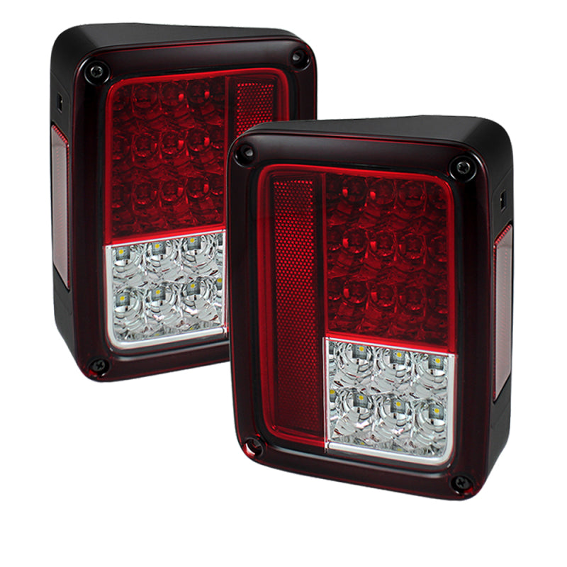 Spyder Jeep Wrangler 07-15 LED Tail Lights Red Clear ALT-YD-JWA07-LED-RC - Mammoth Racing -