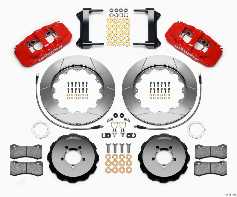 Wilwood Aero6 Front Hat Kit 14.00 Red 1999-2012 Subaru WRX w/Lines - Mammoth Racing -