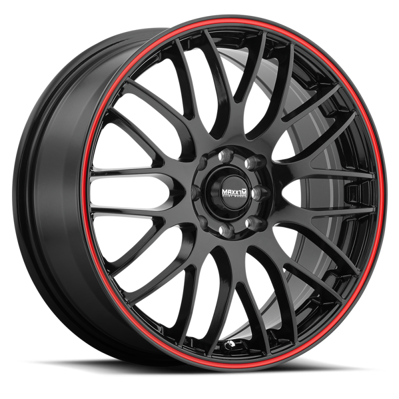 Maxxim Maze 17x7 8x100/108 Et40 Black/Red Stripe - Mammoth Racing -
