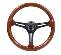 NRG Reinforced Steering Wheel (350mm / 3in. Deep) Brown Wood w/Blk Matte Spoke/Black Center Mark - My Store